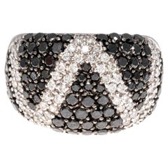 14k White Gold Black and White Pave Diamond Dome Ring, App. 2.34 TCW
