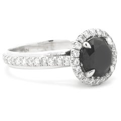 14k White Gold Black Diamond Engagement Ring