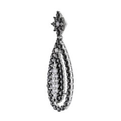 14K White Gold Black Diamond Teardrop Earrings, 5.01 Carat