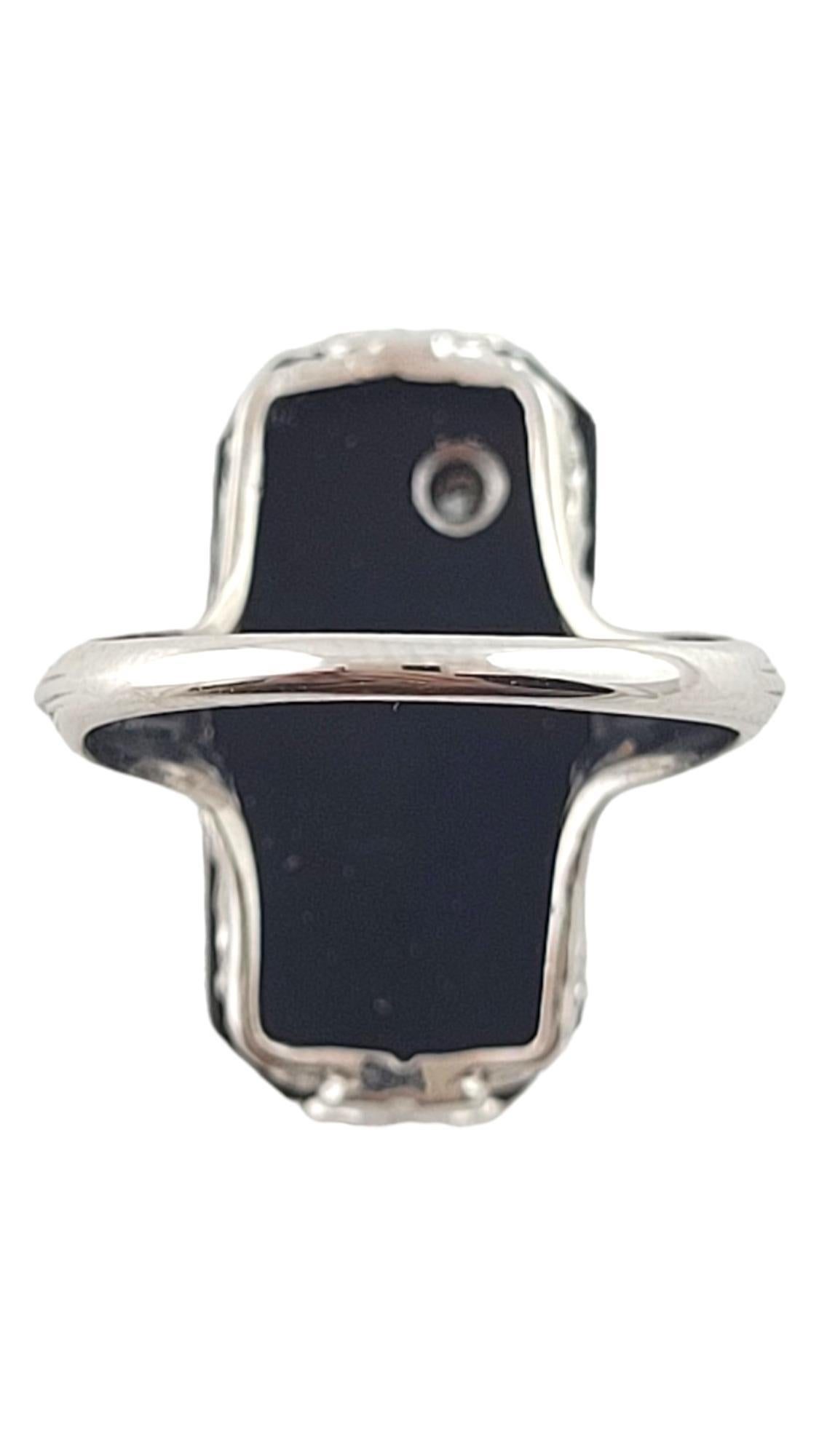 Women's 14K White Gold Black Onyx Diamond Ring Size 4.5 #18050 For Sale