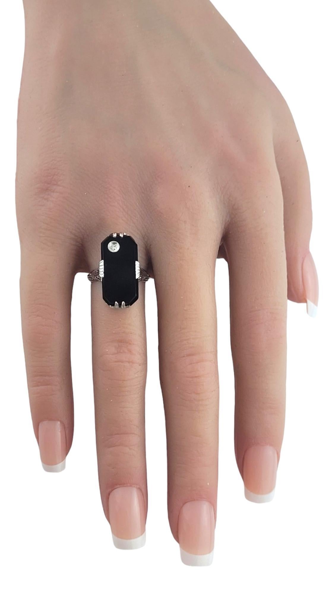 14K White Gold Black Onyx Diamond Ring Size 4.5 #18050 For Sale 2