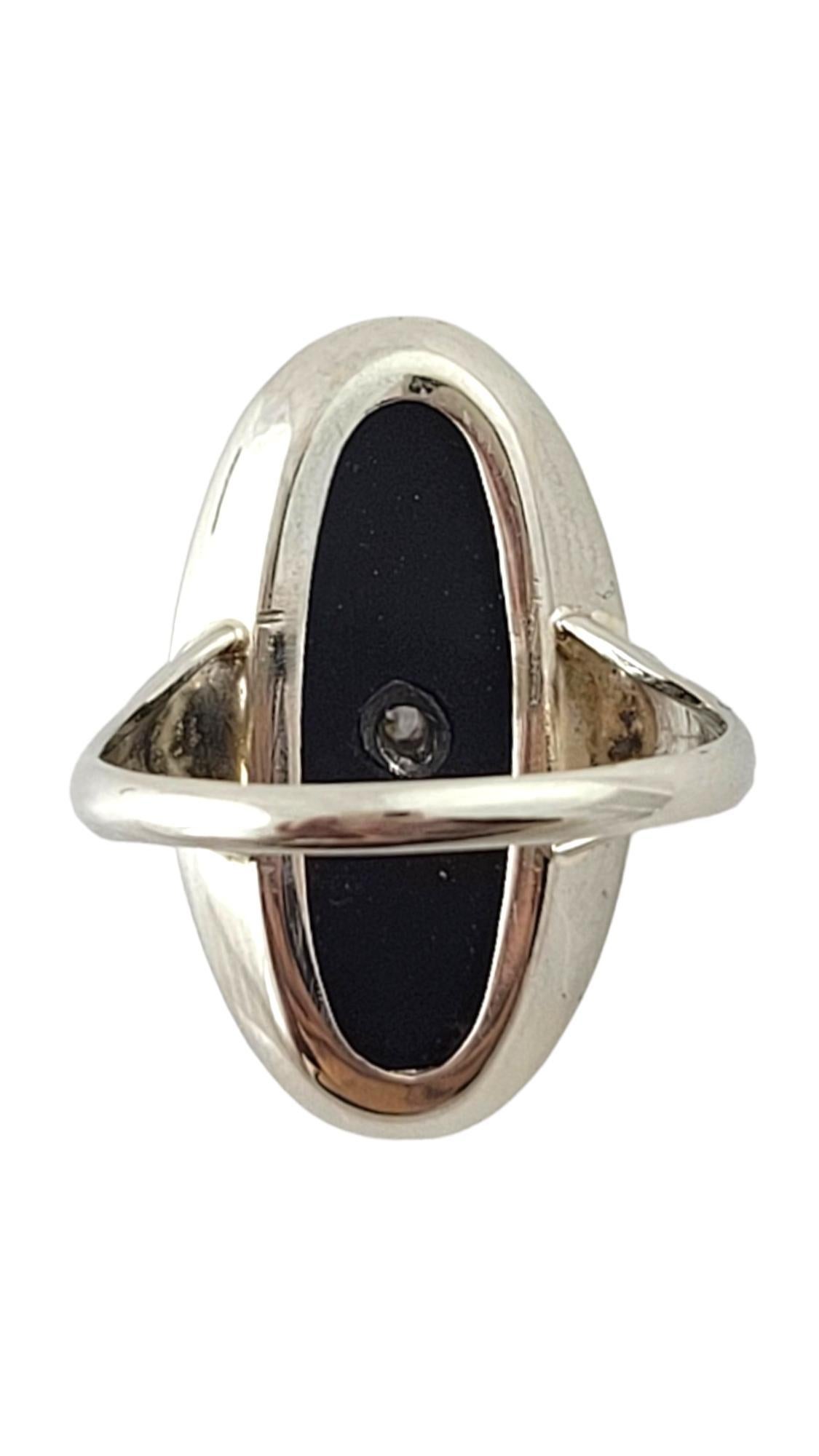 14K White Gold Black Onyx Diamond Ring Size 4.75-5 #16945 In Good Condition For Sale In Washington Depot, CT