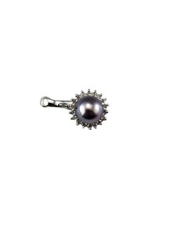 14K White Gold Black Pearl and Diamond Pendant #25192