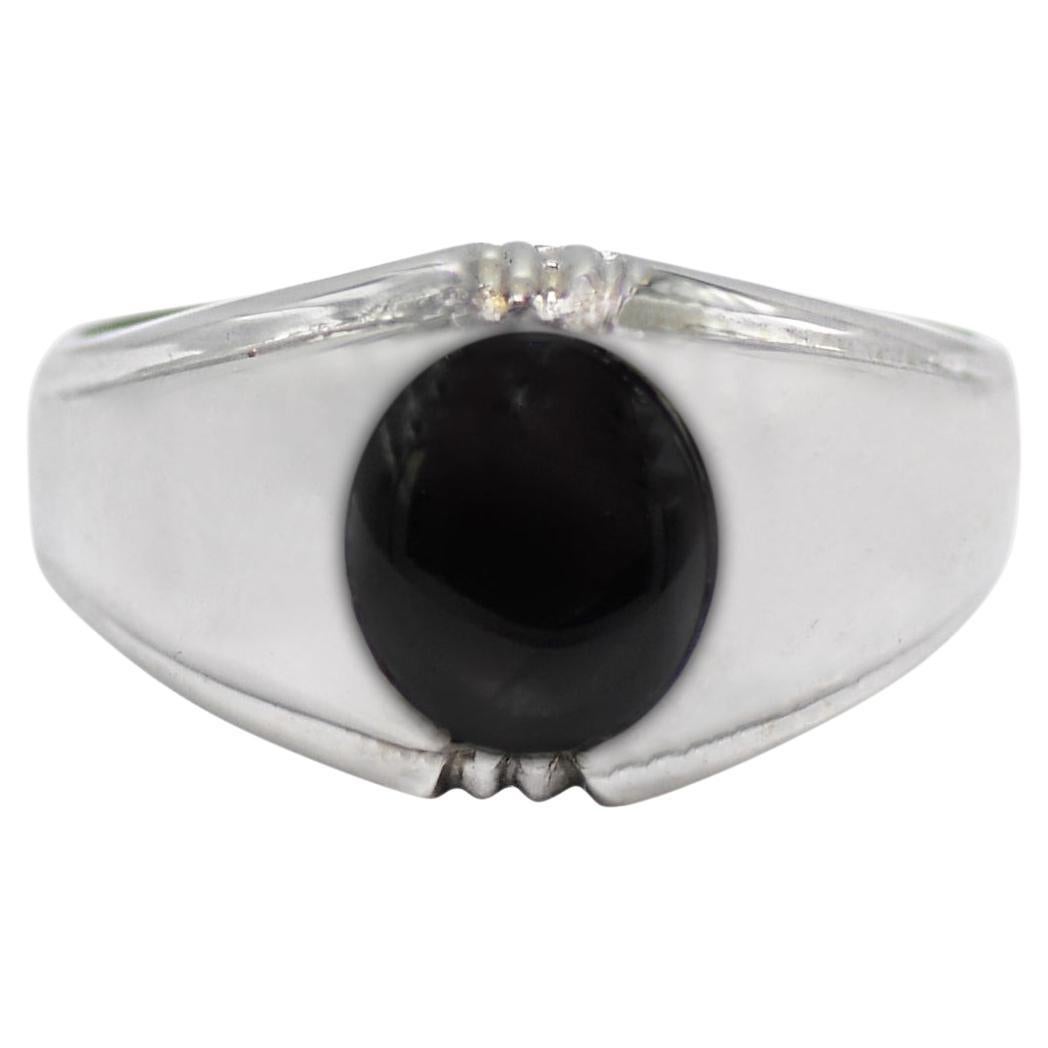 14K White Gold Black Sapphire Ring, 10.6g For Sale