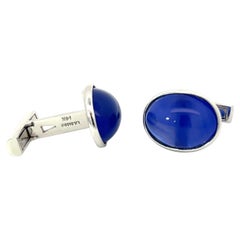 Gemelli in oro bianco 14k con onice blu