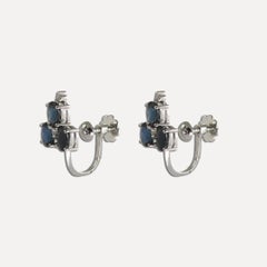 Pendientes Zafiro Azul Oro Blanco 14K 3.7g