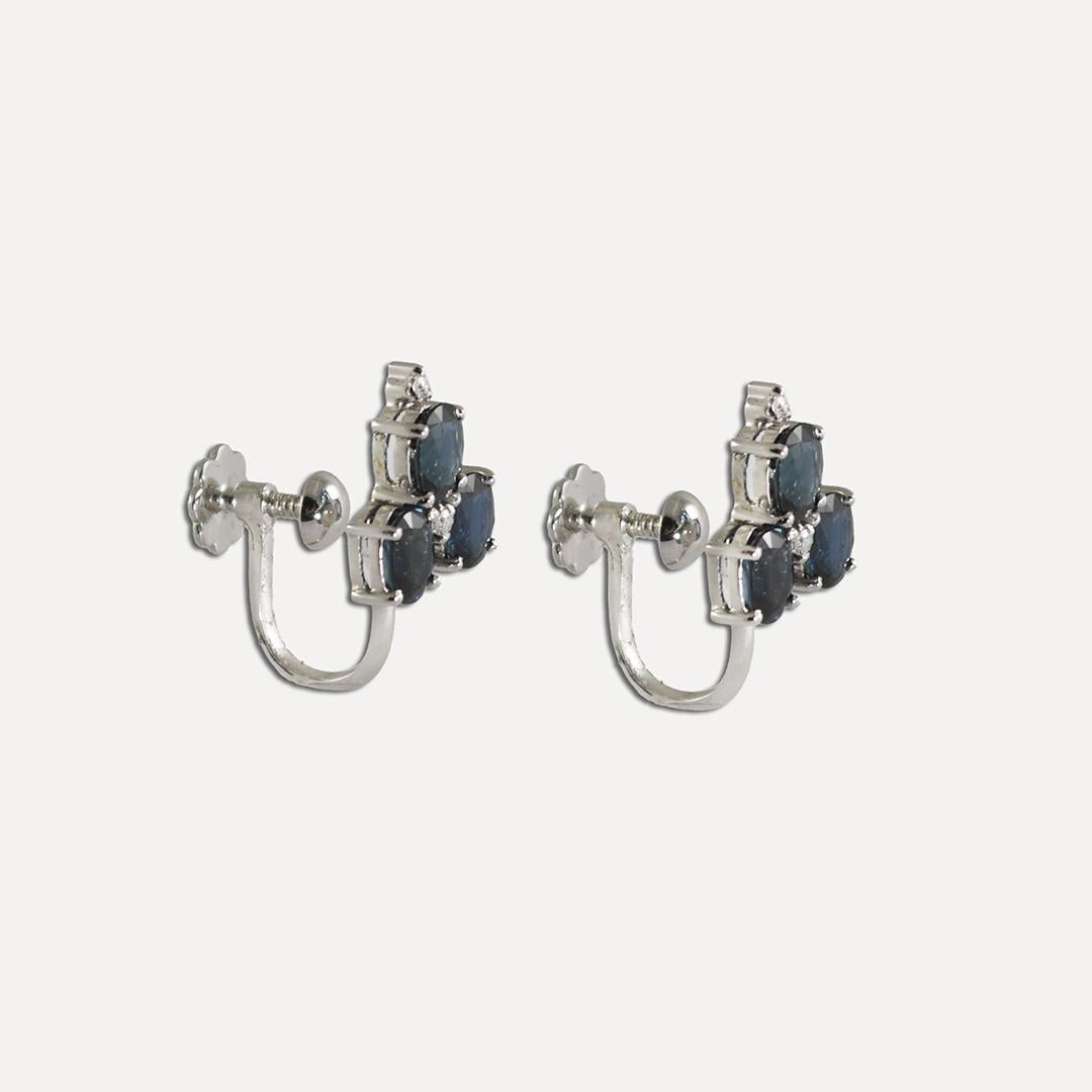 14K White Gold Blue Sapphire Earrings 3.7g In Excellent Condition For Sale In Laguna Beach, CA