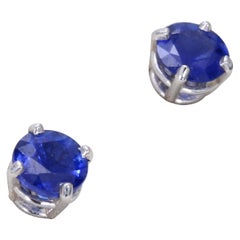14k White Gold 
Blue Sapphire Stud Earrings