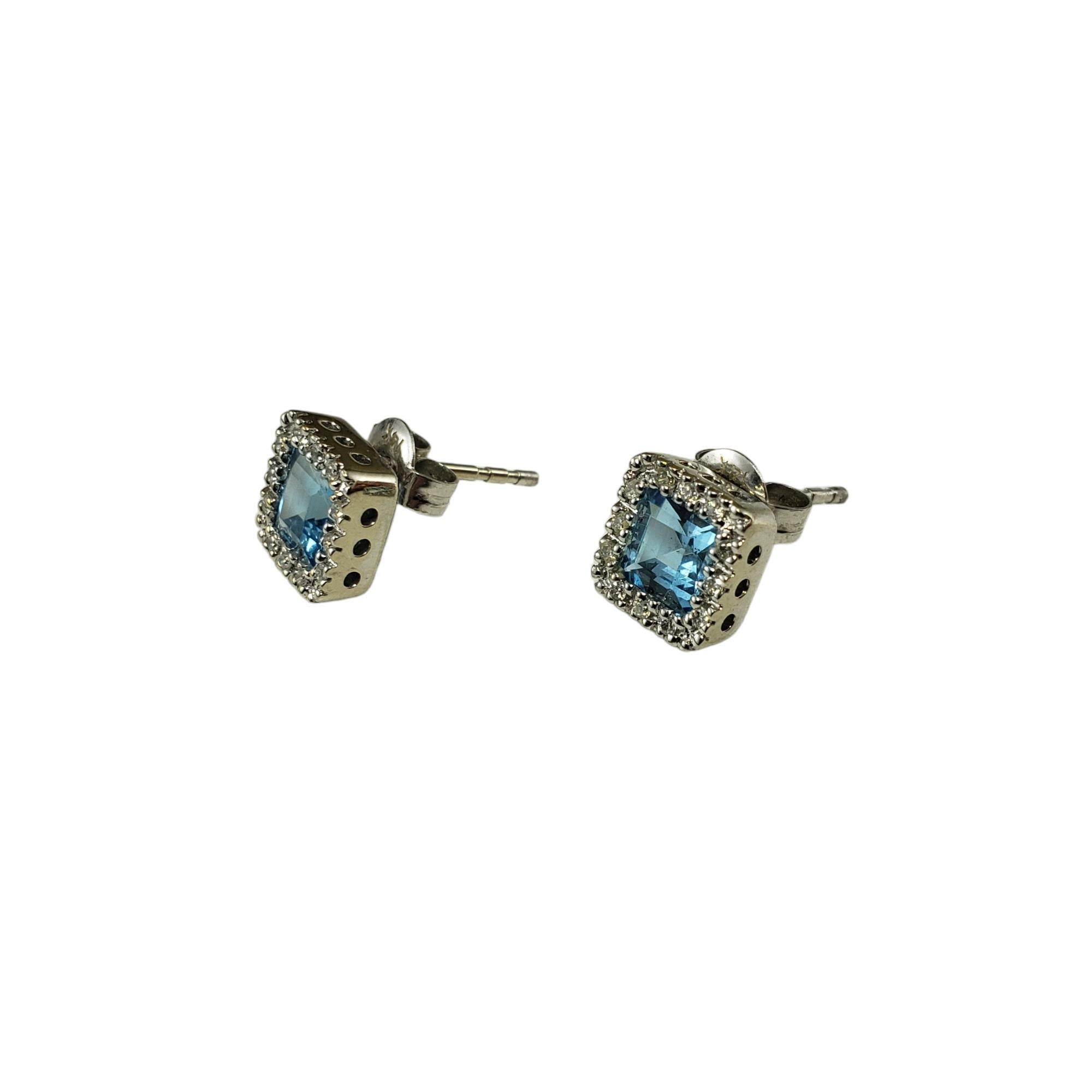 14K White Gold Blue Topaz & Diamond Earrings #16341 In Good Condition For Sale In Washington Depot, CT