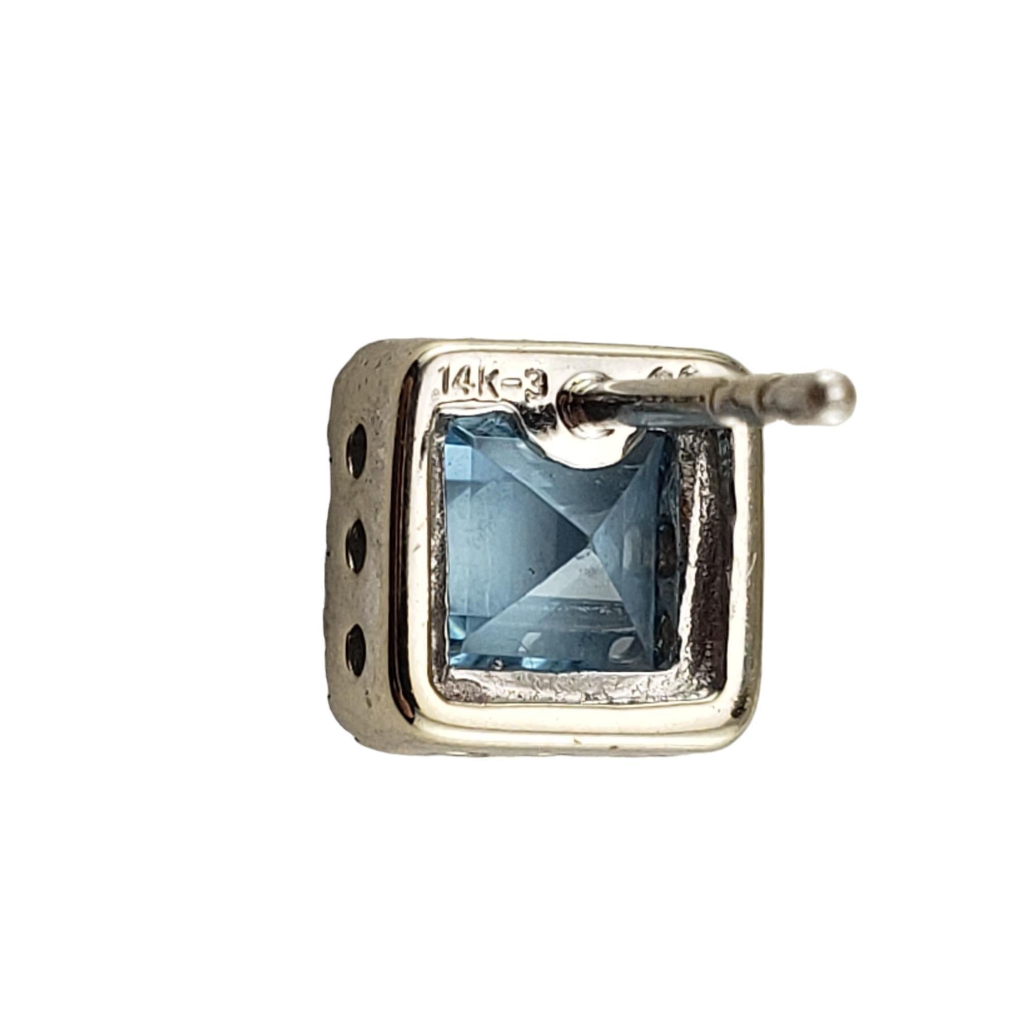14K Weißgold Blauer Topas & Diamant-Ohrringe #16341 Damen im Angebot