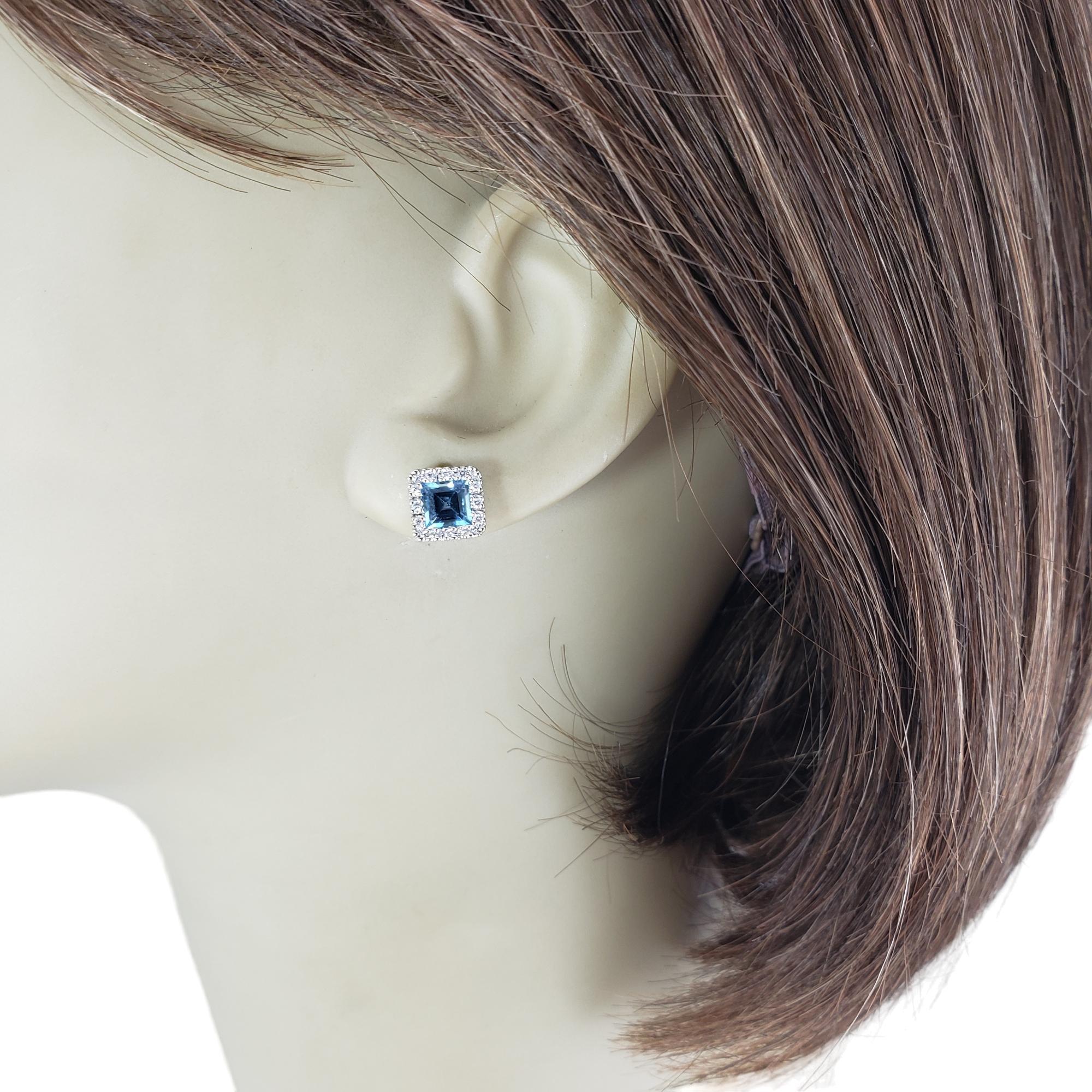 14K White Gold Blue Topaz & Diamond Earrings #16341 For Sale 2