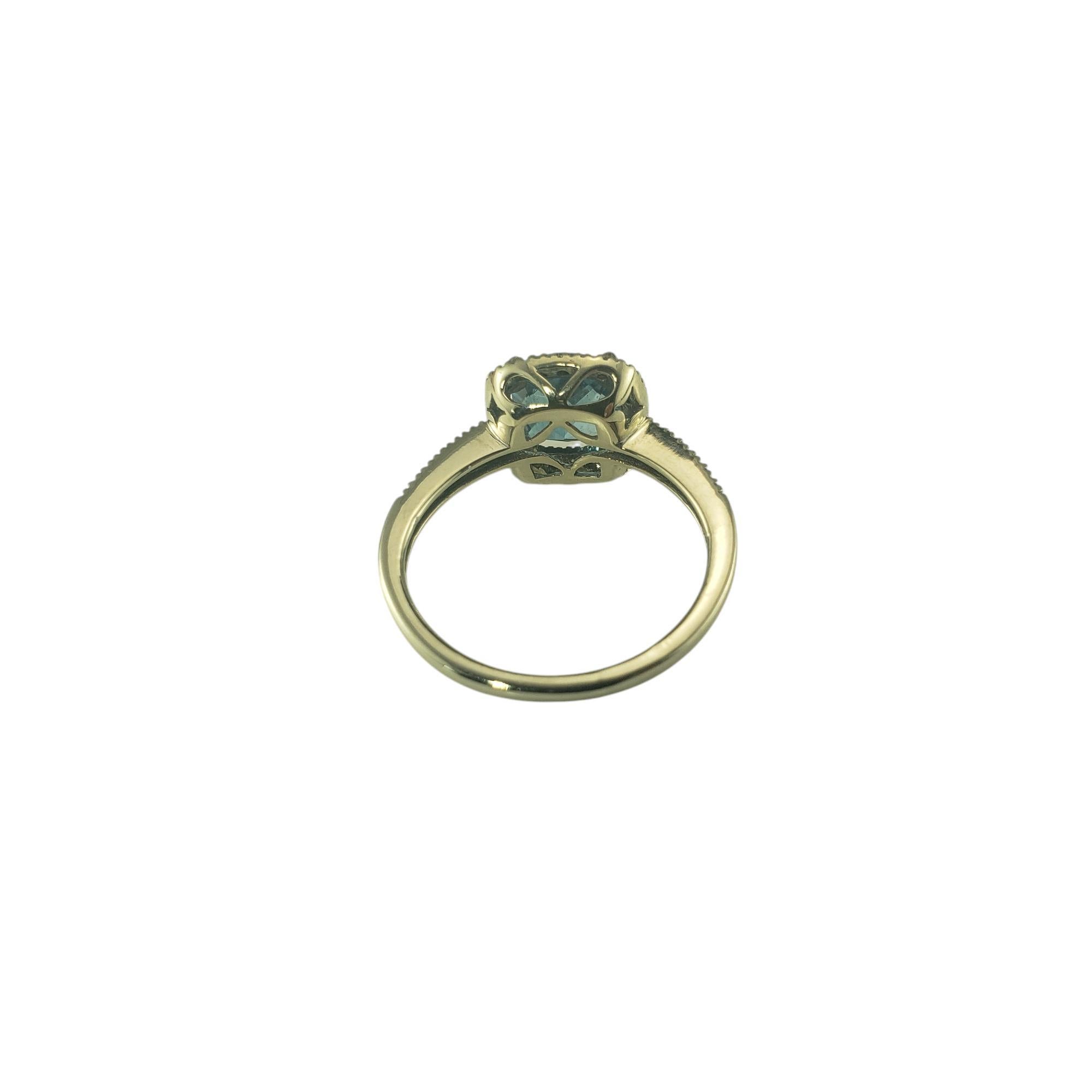 Women's 14K White Gold Blue Topaz & Diamond Halo Ring Size 5.75  #19660 For Sale