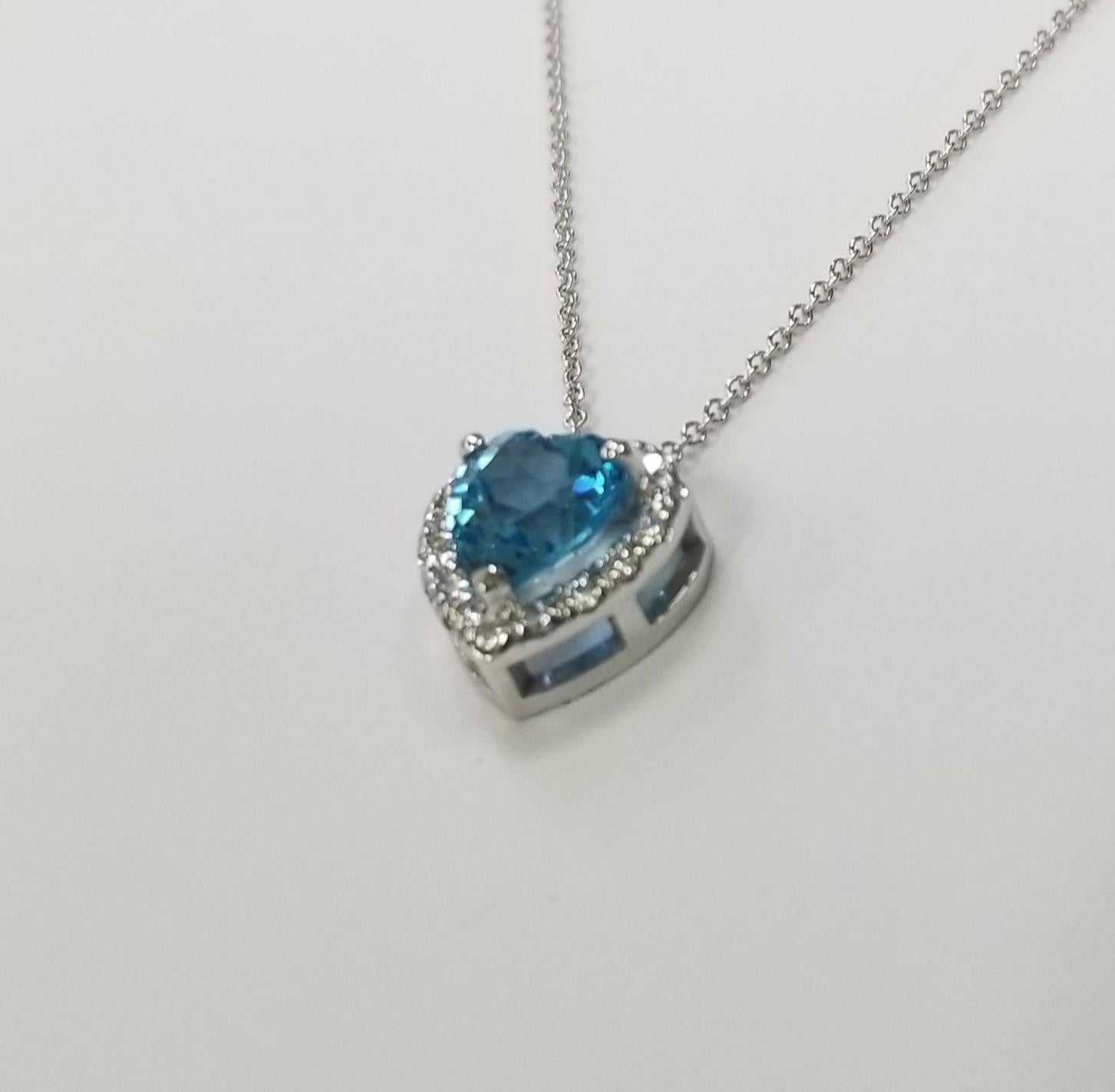 Specifications:
Metal: 14K white gold
Main Stone: 1.75 ct Blue Topaz Heart Shape
Side Stones: 16 Diamonds .22pts.
Color: G
Clarity: VS-SI1
Length: 16 inch
Hallmark: '14K'
*Pick Any Semi-Precious Gemstone, example: Amethyst, Blue Topaz, Citrine,