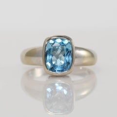 14k White Gold Blue Topaz Ring, 2.50ct