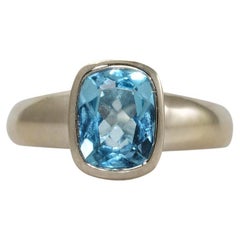 Vintage 14k White Gold Blue Topaz Ring, 2.50ct