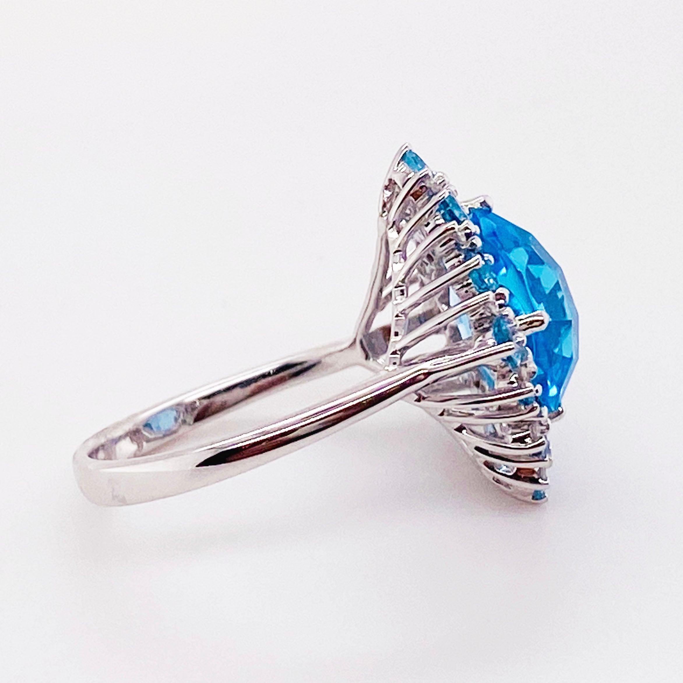 For Sale:  14k White Gold Blue Topaz, Sapphire and Diamond Ring 2