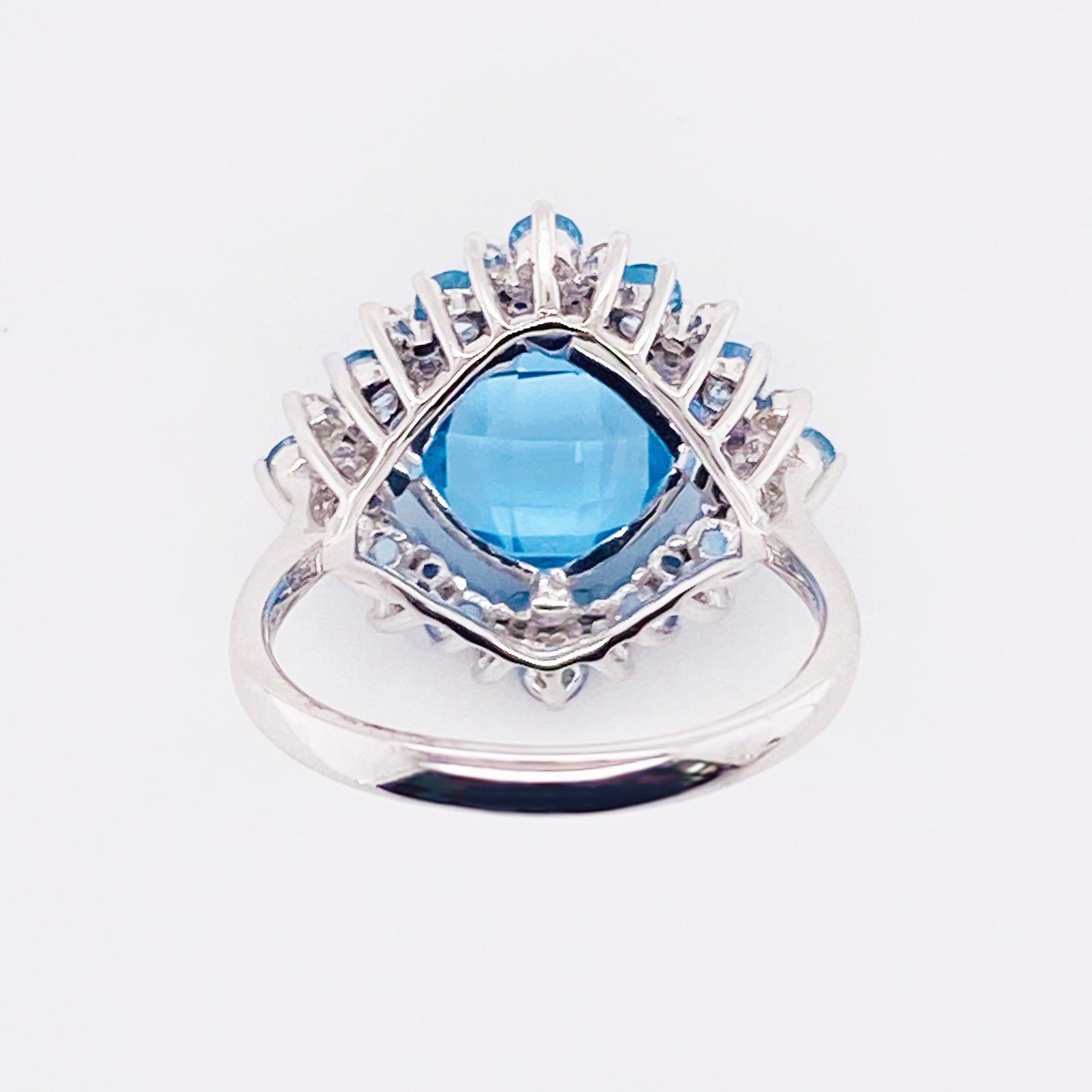 En vente :  Bague en or blanc 14k, topaze bleue, saphir et diamant 3