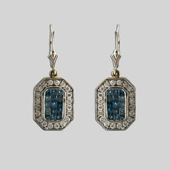 14K White Gold Blue & White Diamond Earrings & Pendant Set