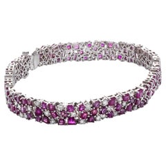 14k White Gold Bracelet with Rubies – 8.80 ct and Diamonds – 2.02 ct