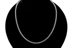 14k White Gold Brilliant Cut Diamond Line Necklace, Approximately 11.32 TCW