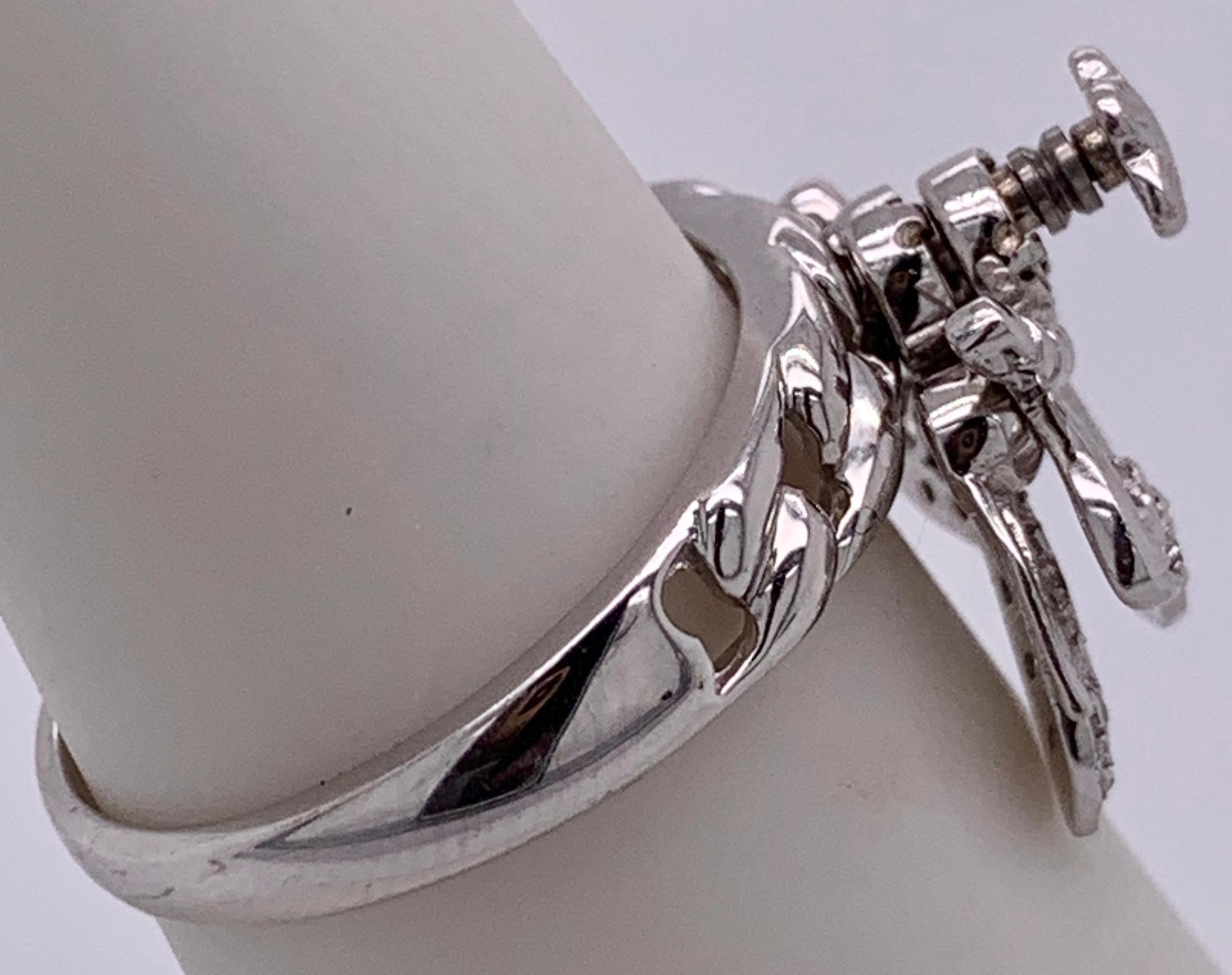 da uomo o donna Anello con farfalla e diamante da 0,25 carati in oro bianco 14 carati, 4 grammi in vendita