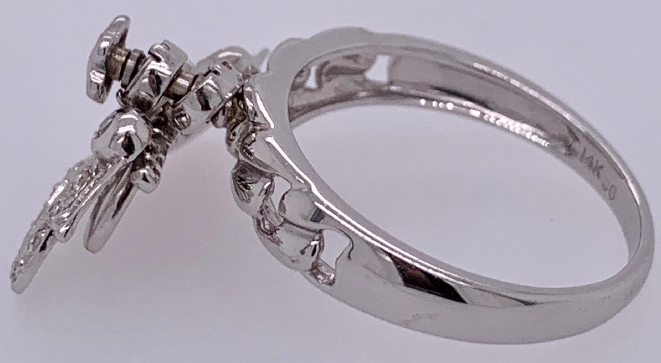 Anello con farfalla e diamante da 0,25 carati in oro bianco 14 carati, 4 grammi in vendita 2
