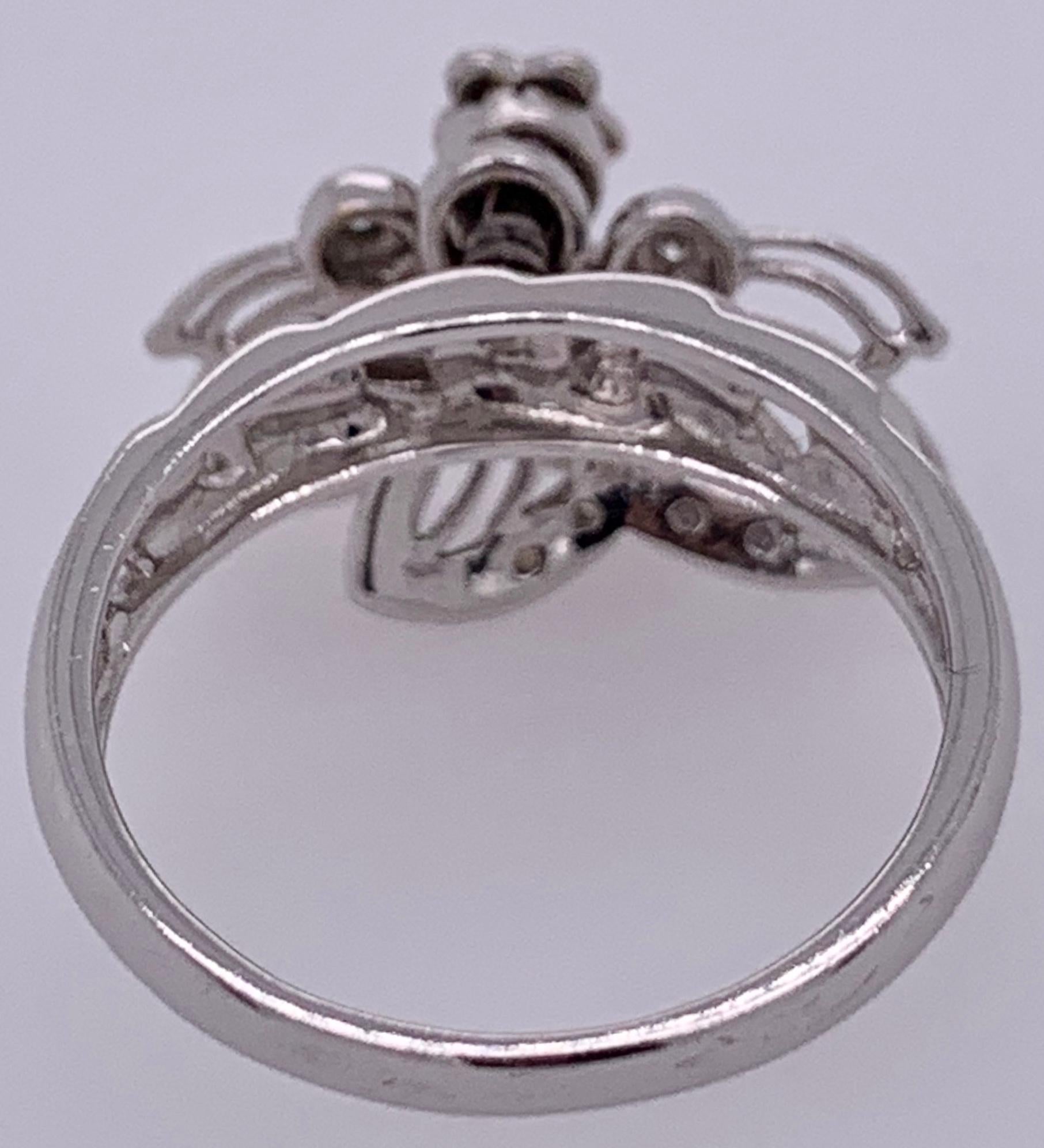 Anello con farfalla e diamante da 0,25 carati in oro bianco 14 carati, 4 grammi in vendita 3