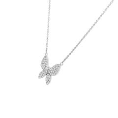 14 Karat White Gold Butterfly Large Diamond Necklace '1/2 Carat'