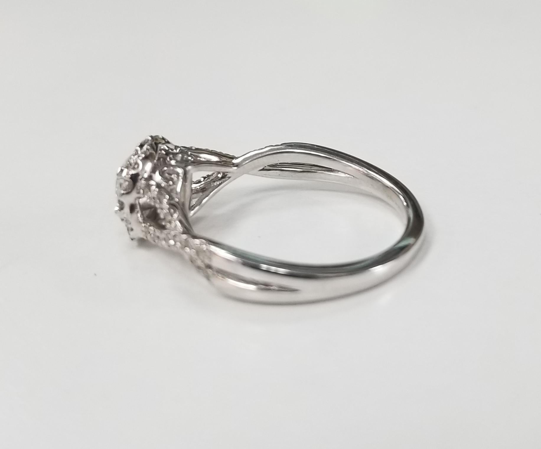 Contemporary 14 Karat White Gold Bypass Diamond Ring For Sale