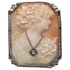 Broche/Colgante Camafeo Oro Blanco 14K