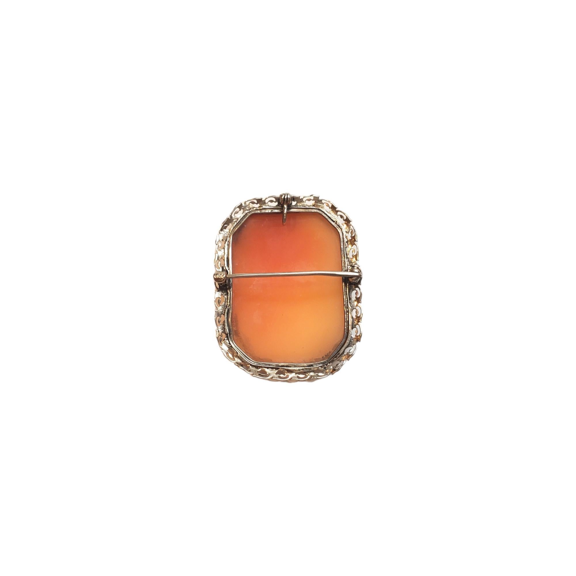 14K White Gold Cameo Pendant/Pin

Cameo of figure with flower in hair in 14K yellow gold. 

Hallmark: S14K

Weight: 4.2 dwt/ 6.45 g

Length w/ bail: 39.55 mm

Size: 35.89 mm X 28.32 mm X 4.8 mm

Very good condition, professionally polished.

Will
