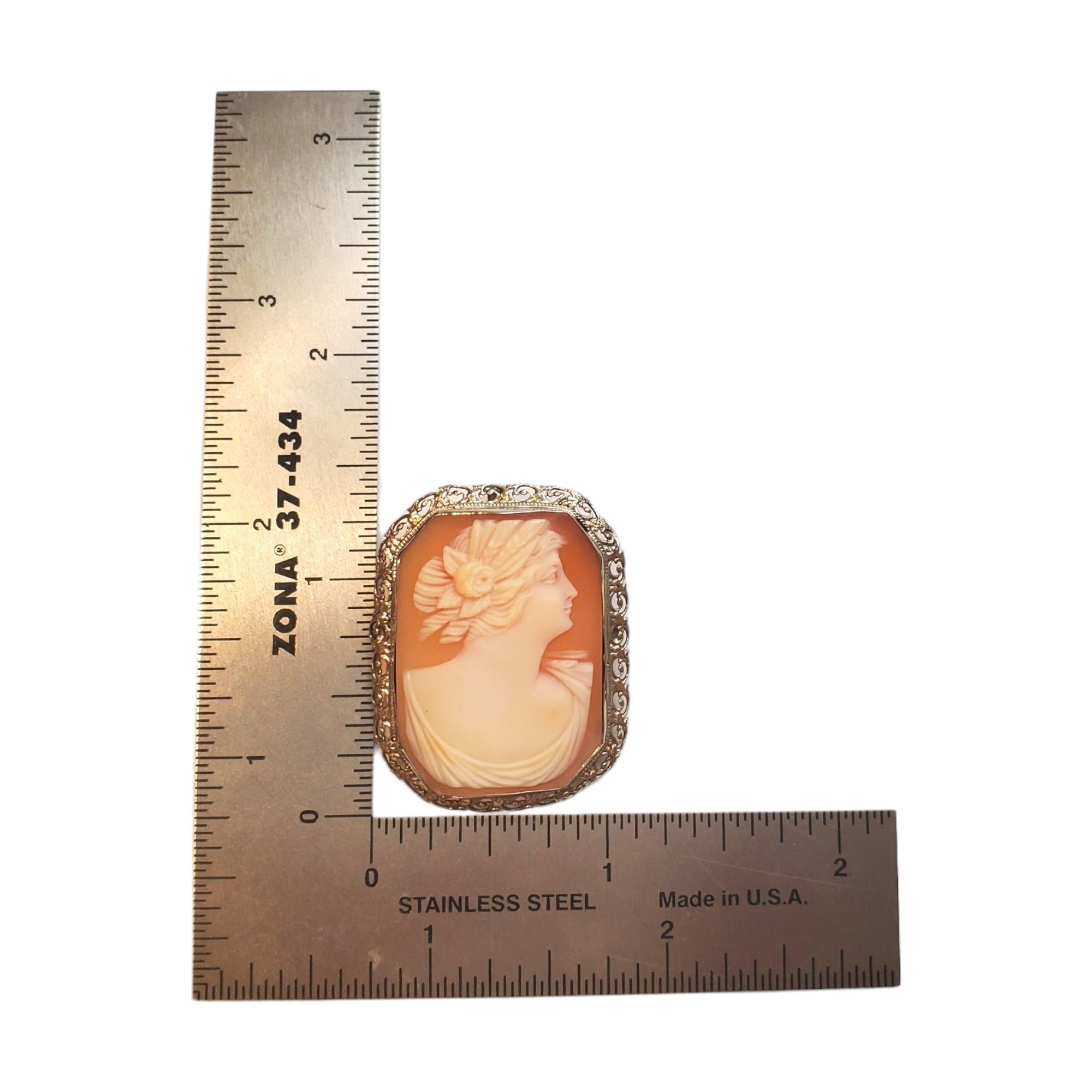 14K White Gold Cameo Pendant/Pin #17527 In Good Condition For Sale In Washington Depot, CT