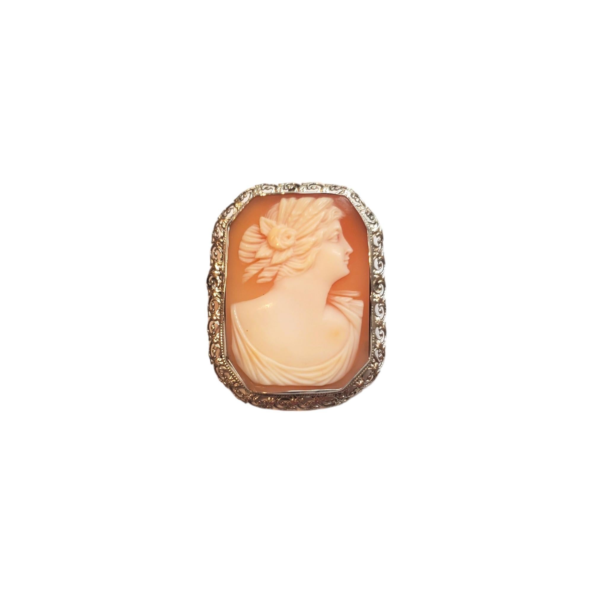 14K White Gold Cameo Pendant/Pin #17527 For Sale
