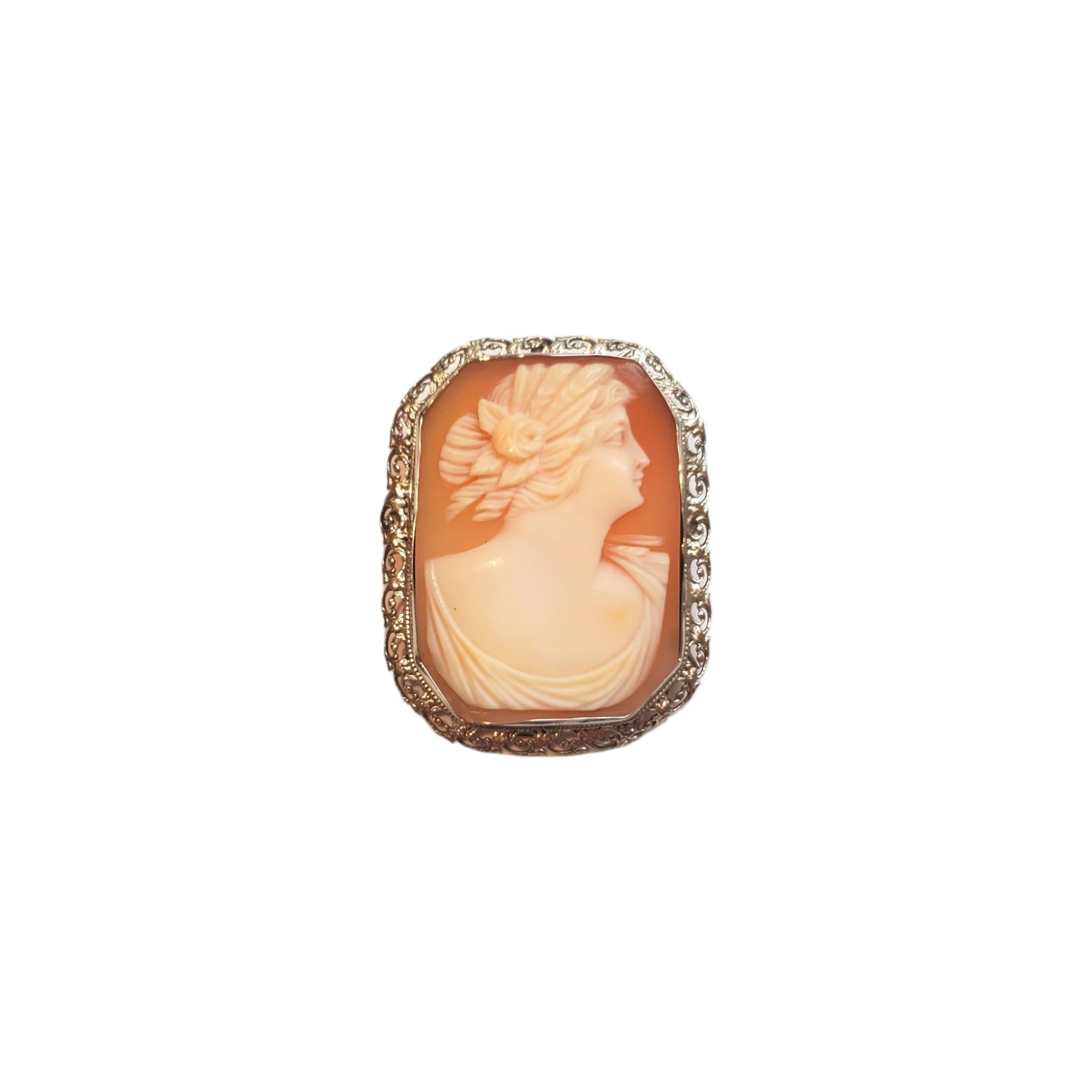 14K White Gold Cameo Pendant/Pin #17527