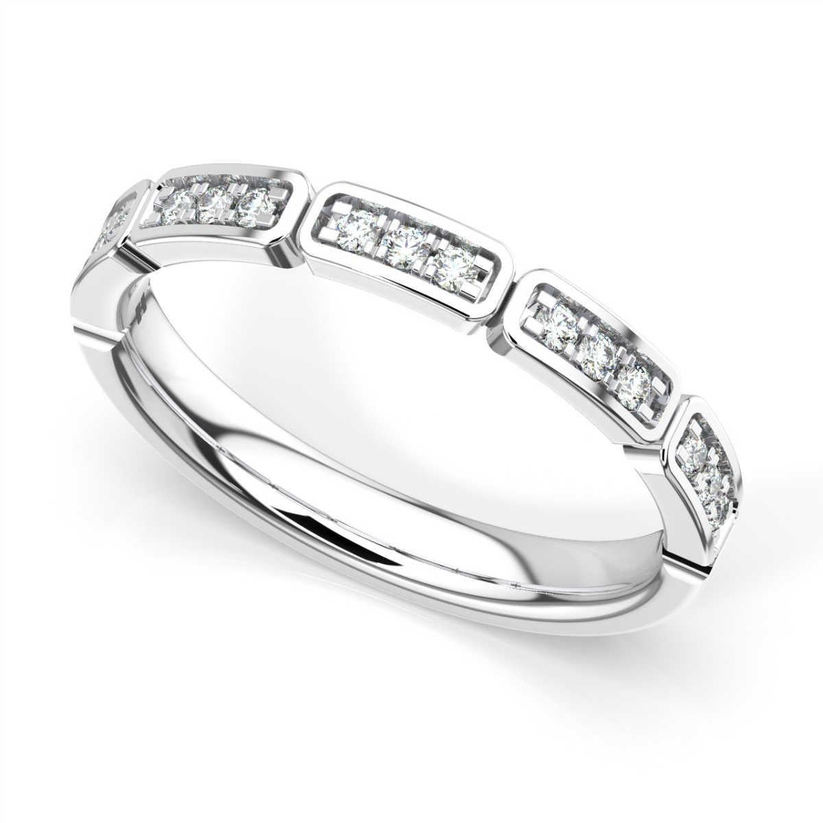 Round Cut 14 Karat White Gold Camila Diamond Ring '1/6 Carat' For Sale
