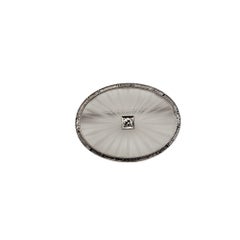 14K White Gold Camphor Glass and Diamond Brooch/Pin #21355