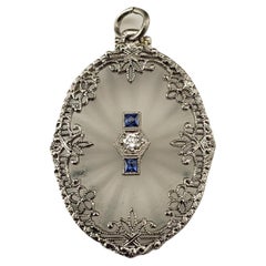 14K White Gold Camphor Glass and Diamond Pendant #22820