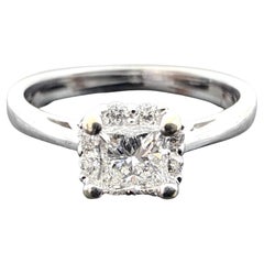 Anillo de compromiso de oro blanco canadiense VS-2 G-H de 14 quilates y diamante natural de 0,38 ct 0,51 ctW