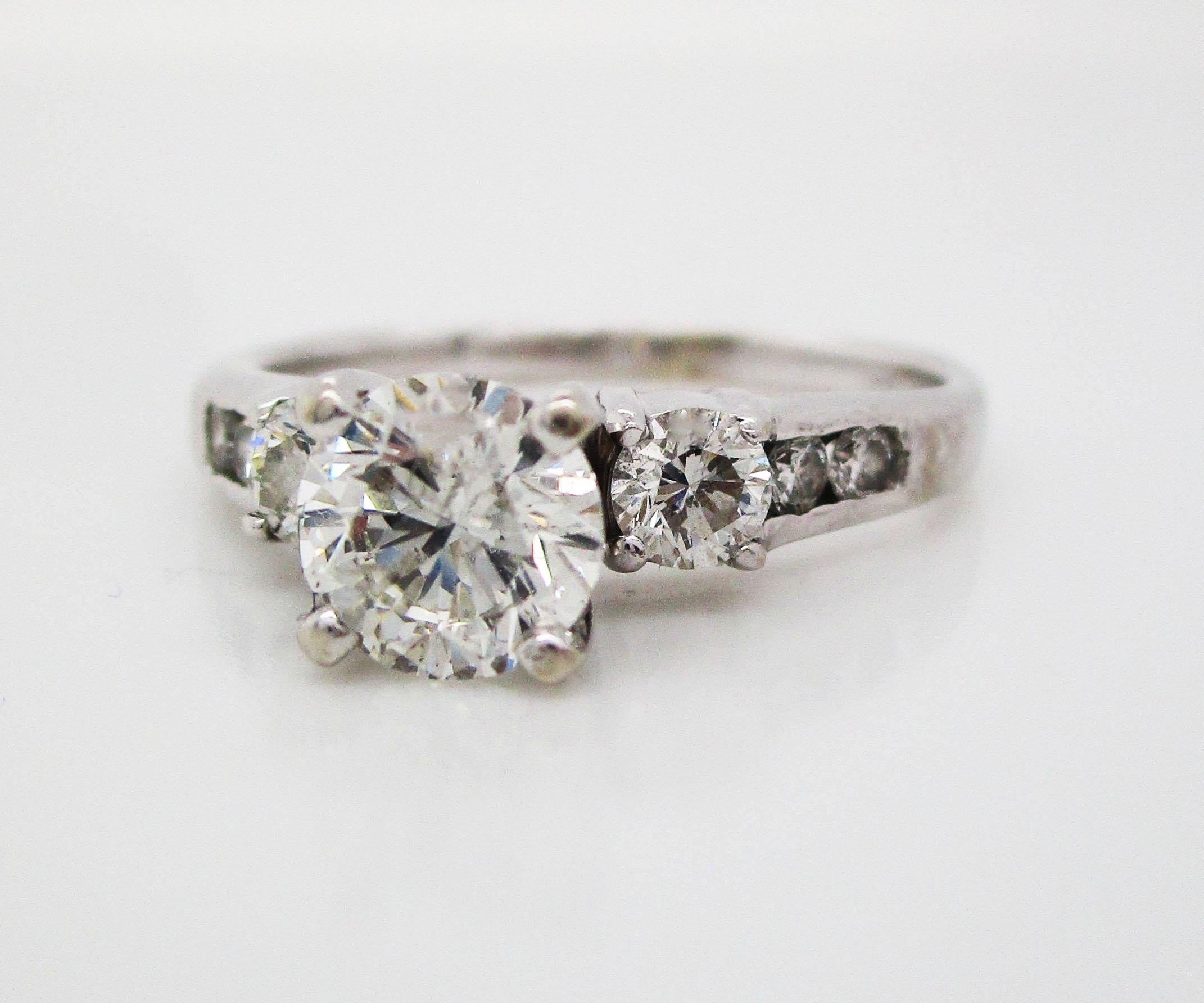 Round Cut 14 Karat White Gold Certified 0.78 Carat Diamond Engagement Ring