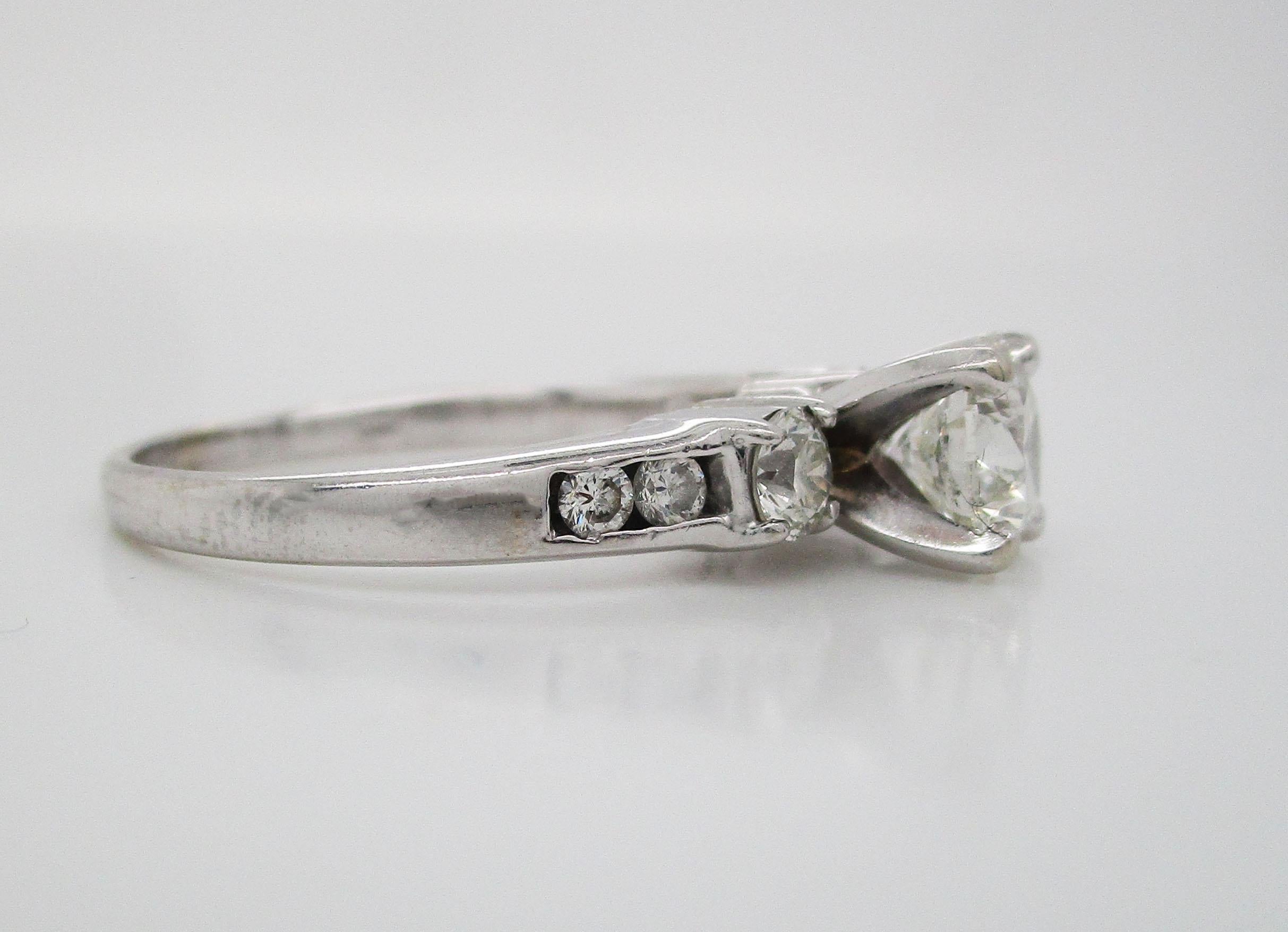 14 Karat White Gold Certified 0.78 Carat Diamond Engagement Ring 3