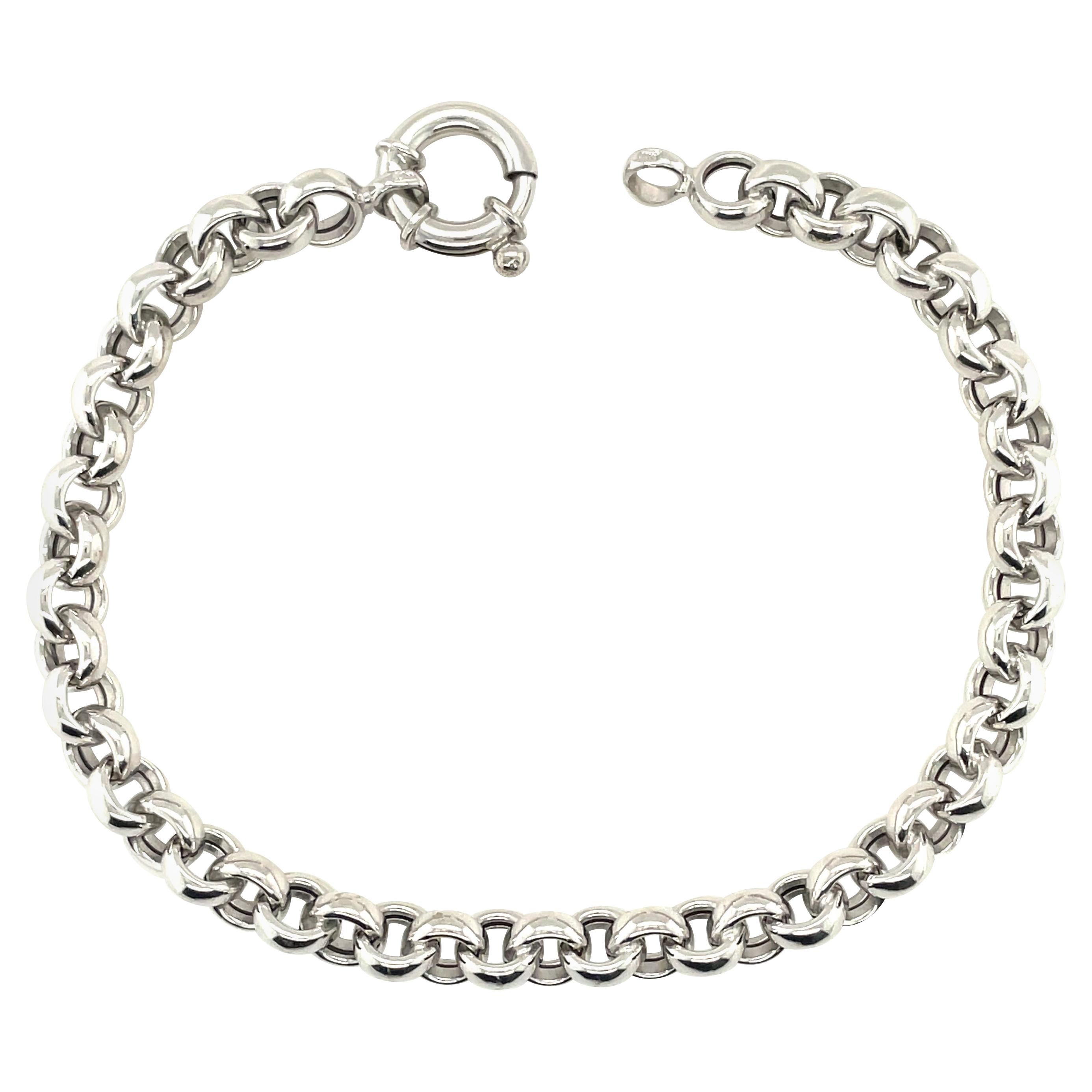 14K White Gold Chain Bracelet For Sale