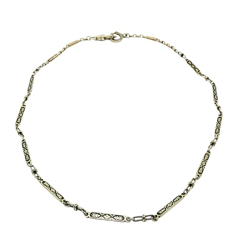 Collar Cadena Oro Blanco 14k Esmalte Negro en Bueno estado para la venta en Beverly Hills, CA