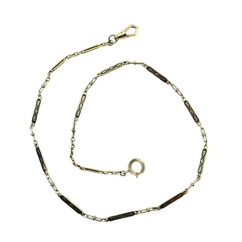 Collar Cadena Oro Blanco 14k Esmalte Negro en venta 1