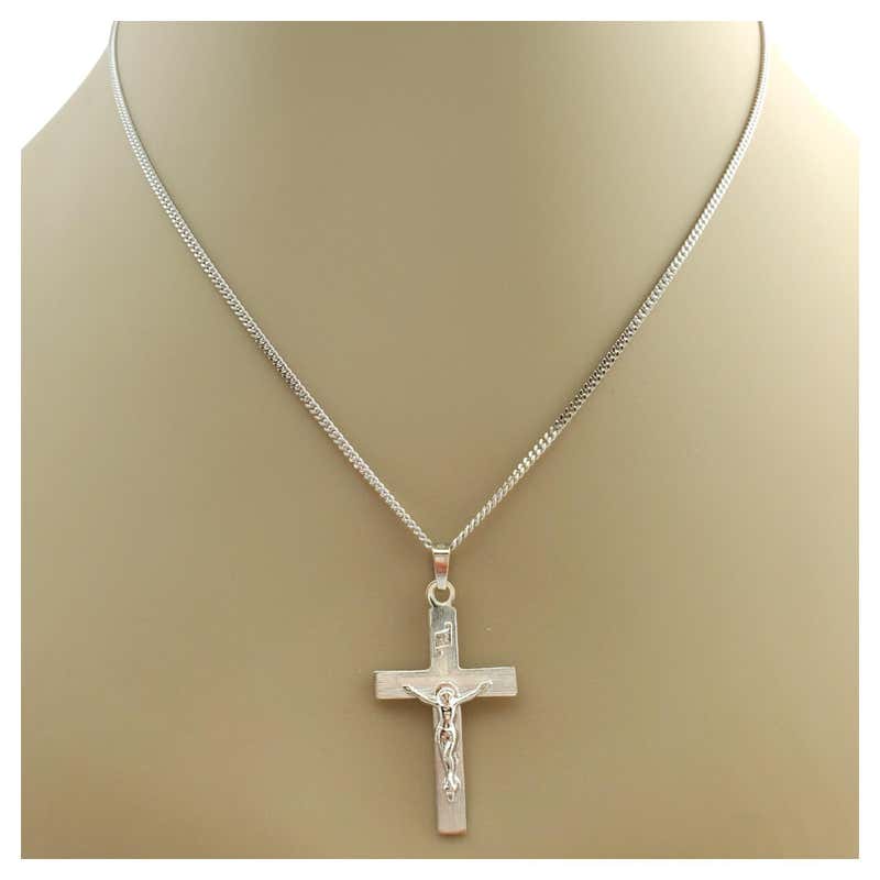 Sterling silver cross pendant necklace for men on 925 silver rope chain catholic cross confirmation gifts first communion man jewelry etsy
