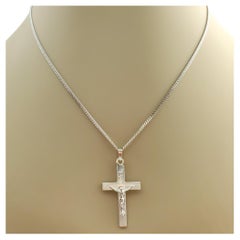 Vintage 14K White Gold Chain with Cross