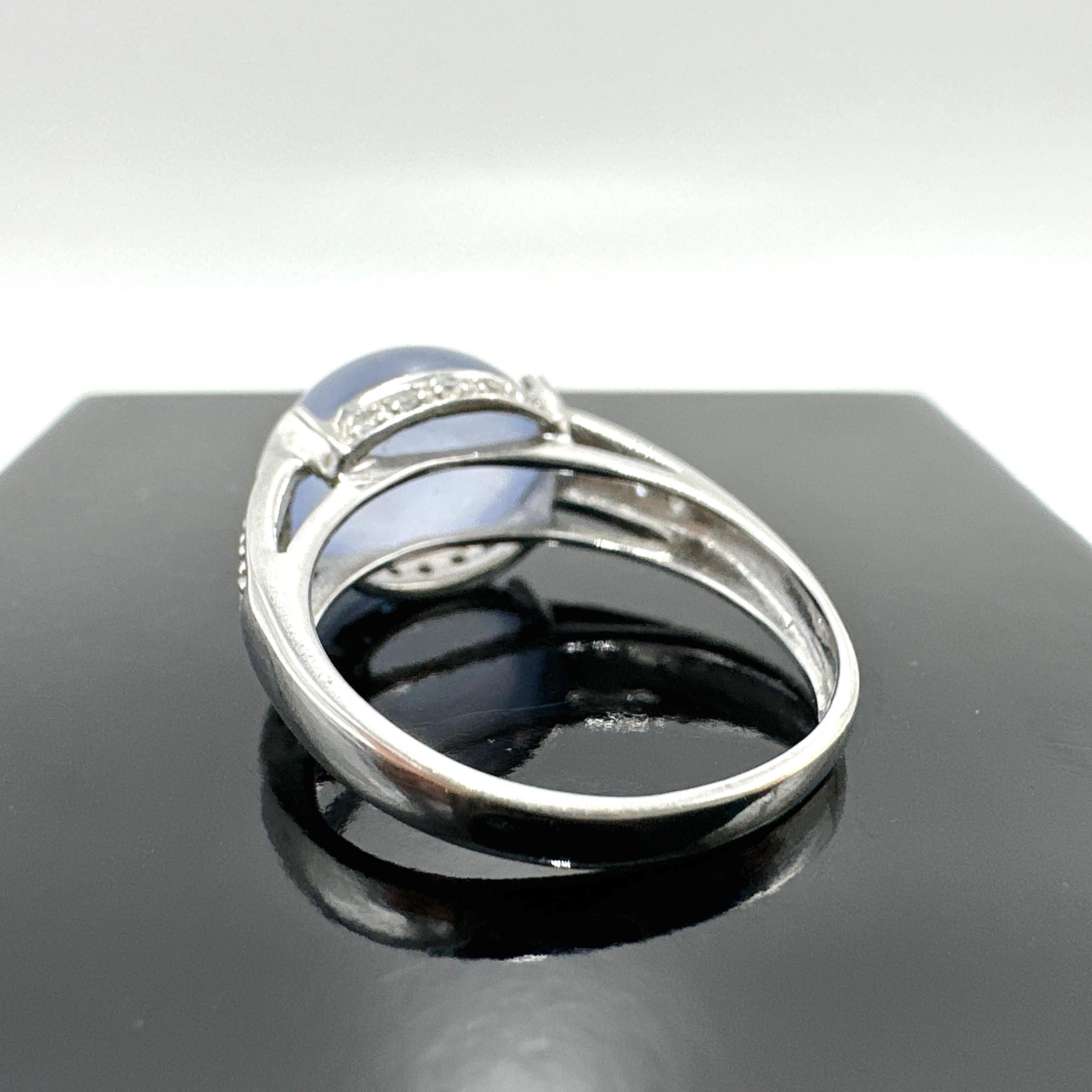 14k White Gold Chalcedony and Diamond Ring. 6.03TCW 1