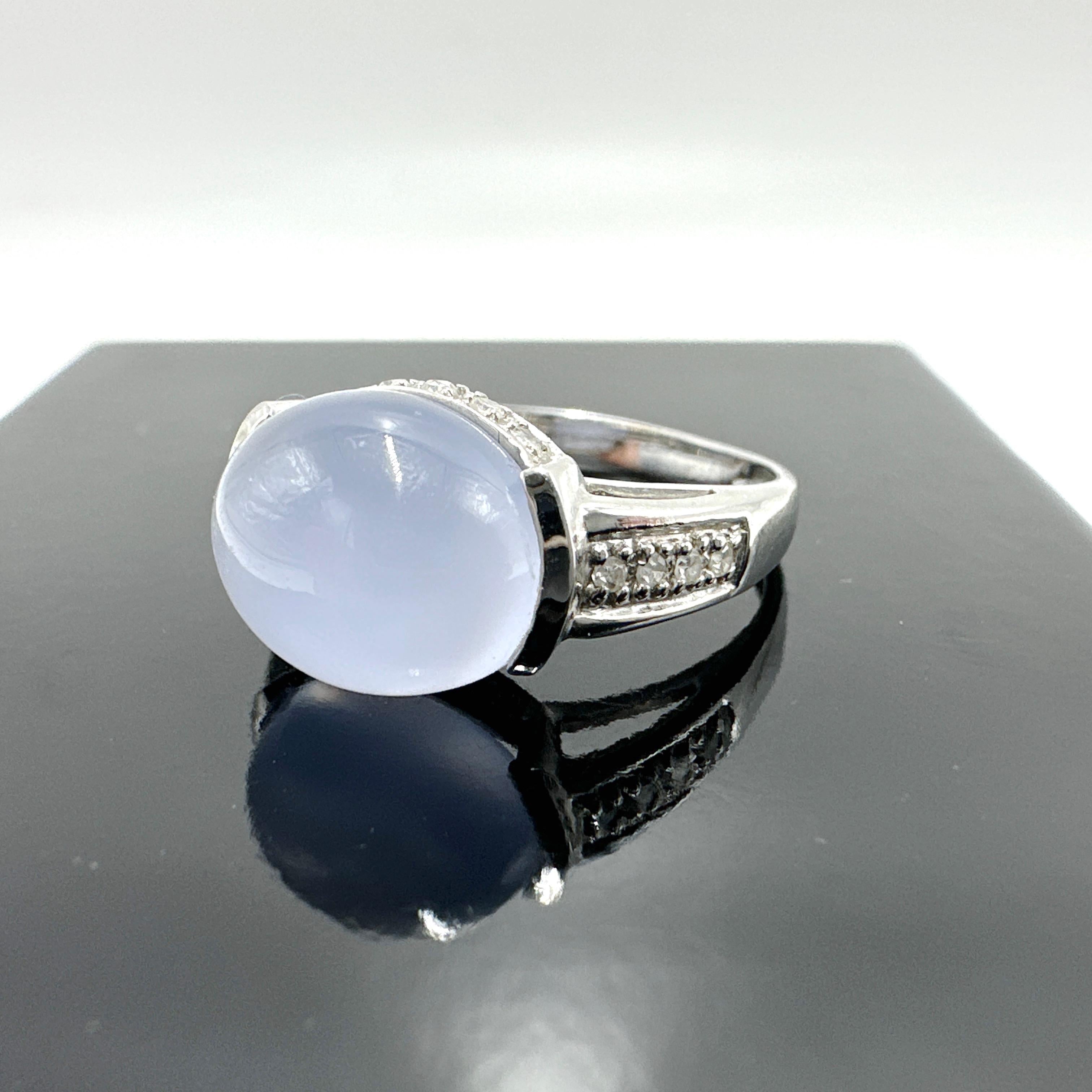 14k White Gold Chalcedony and Diamond Ring. 6.03TCW 3