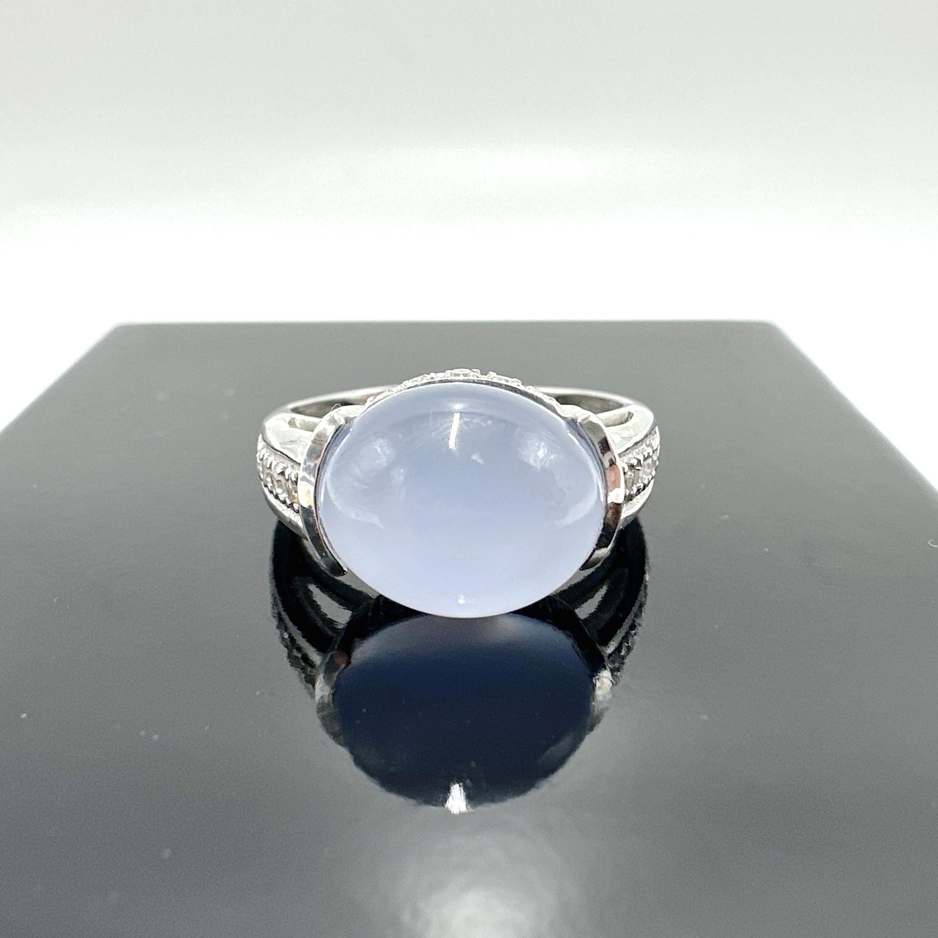 14k White Gold Chalcedony and Diamond Ring. 6.03TCW 4