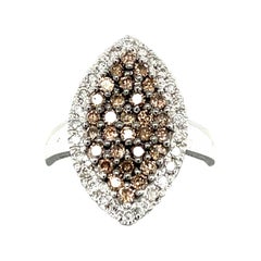 14k White Gold Champagne and White Diamond Cocktail Ring