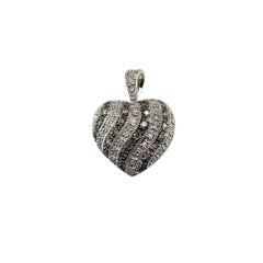 Pendentif coeur en or blanc 14K champagne et diamant blanc #23131